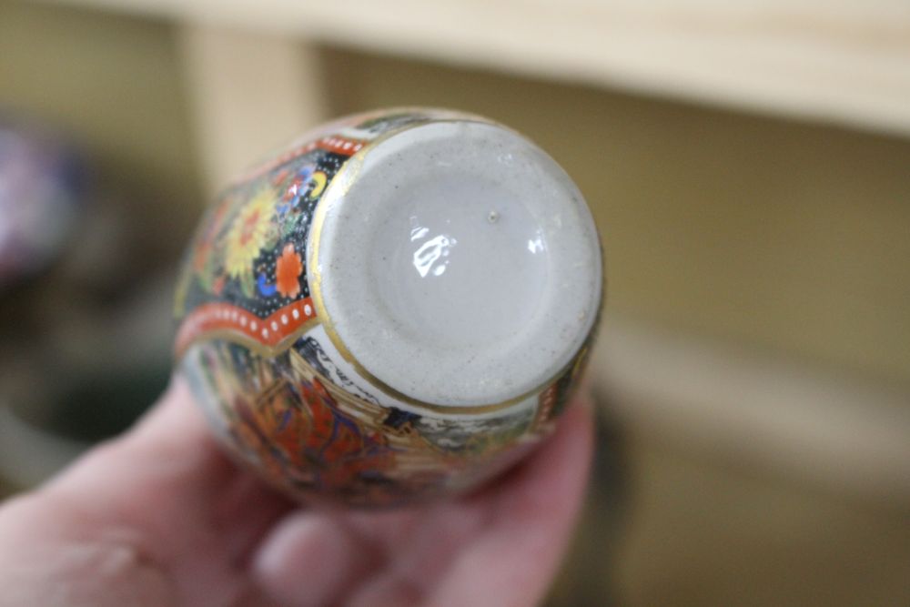 A Chinese blue and white jug, Japanese lacquer box and mixed Japanese ceramics